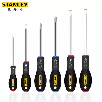 Stanley Набор из 6 отверток с трехцветной ручкой, набор плоских отверток, бытовая отвертка 65-428