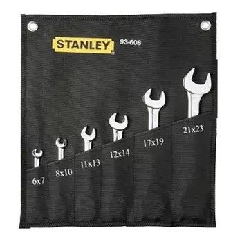 Stanley Набор из 6 предметов: метрические полированные двойные рожковые ключи 6-23, набор тупиковых ключей 93-608