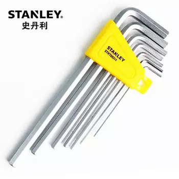 STANLEY Набор из 7 предметов: набор метрических удлиненных шестигранных ключей с плоской головкой, L-образная отвертка высокой твердости STHT69320-23