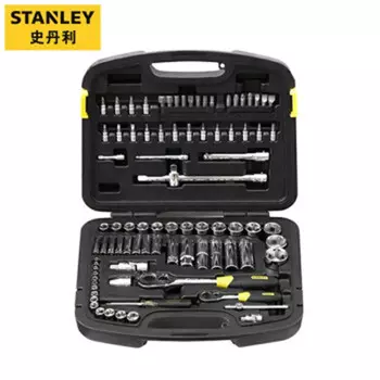 Stanley Набор из 86 предметов, набор торцевых ключей с храповым механизмом серии 6,3 мм, 12,5 мм, набор инструментов 94-190-22