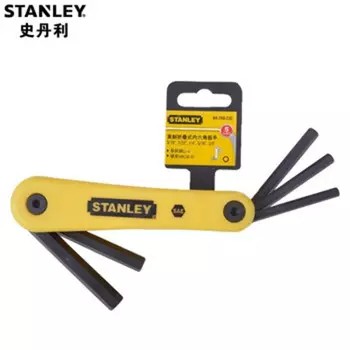 STANLEY Набор из пяти складных британских шестигранных ключей на 3/16–3/8 дюйма и шестигранной отвертки 69-260-23C