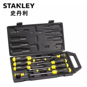 STANLEY Набор отверток Stanley с плоской головкой Phillips и резиновой ручкой, 10 предметов 65-005C-23