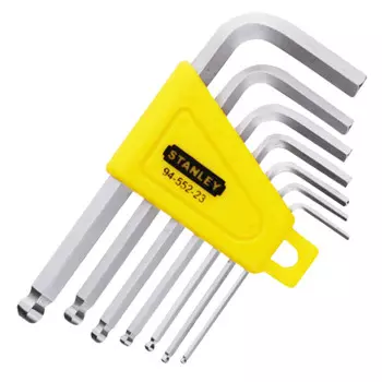Stanley Набор шестигранных ключей плюс шестигранный ключ с короткой шаровой головкой, шестигранный ключ из легированной стали S2, дюймовый, набор из 7 предметов 94-552-23