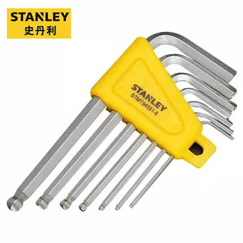 STANLEY Набор шестигранных ключей с шаровой головкой, 7 предметов, метрических размеров, с короткой ручкой, 1,5–6 мм STMT94551-8-23