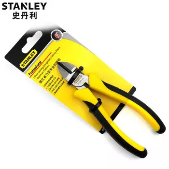 Stanley Немецкие трудосберегающие профессиональные диагональные плоскогубцы, 6-дюймовые смещенные плоскогубцы, ножницы с насадкой, модель ножниц 89-586-23