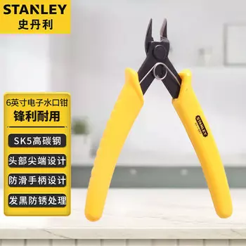 Stanley плоскогубцы для сопел, мини-диагональные плоскогубцы, изогнутые плоскогубцы, многофункциональные плоскогубцы для резки пластиковых заусенцев, плоскогубцы для электронных сопел 6 дюймов (0,2–0,5 мм2) 84-868-22