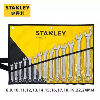 Stanley противоскользящий открытый ключ двойного назначения для цветов сливы, тупой ключ, набор из 14 предметов, 8-24 мм STMT73647-23