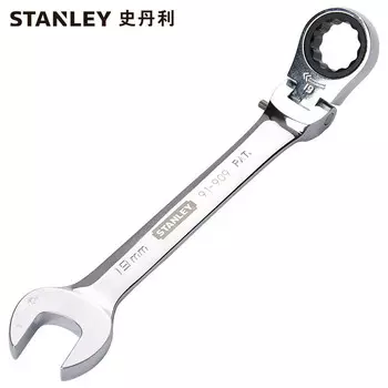 Stanley STANLEY метрическая прецизионная полированная трещотка с живой головкой, открытый быстрый гаечный ключ двойного назначения, 10-миллиметровый двусторонний мертвый ключ, инструмент для ремонта автомобилей 91-890-1L-22, корпоративная настро...