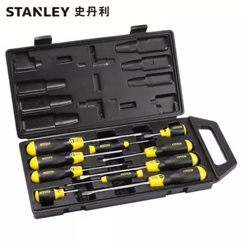 Stanley STANLEY Набор из 10 предметов, набор крестовых отверток с резиновой ручкой, набор отверток для домашнего ремонта, магнитная отвертка 65-005C-23