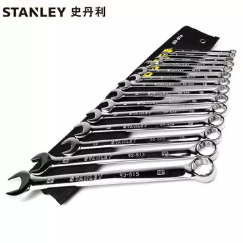 Stanley STANLEY Набор из 14 предметов: метрические тонко полированные длинные гаечные ключи двойного назначения, двусторонний мертвый ключ, набор инструментов для ремонта автомобилей 93-614-22