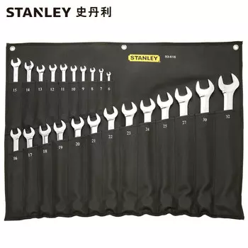 Stanley STANLEY Набор из 23 предметов: метрические тонко полированные длинные гаечные ключи двойного назначения, двусторонний мертвый ключ, набор инструментов для ремонта автомобилей 93-616-22