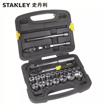 Stanley STANLEY Набор из 24 предметов, серия 12,5 мм, метрический набор, ключ с трещоткой, торцевой ключ, инструмент для ремонта автомобилей 91-939-22