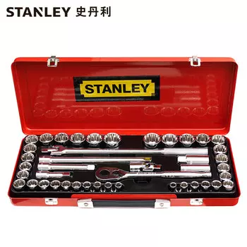 Stanley/STANLEY Набор из 43 предметов, 12,5 мм, метрический набор, большой летающий гаечный ключ, торцевая головка, набор инструментов для авторемонта 89-509-22 Набор из 43 предметов, 12,5 мм