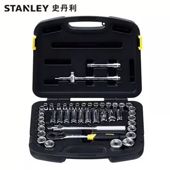 Stanley STANLEY Набор из 46 предметов, серия 12,5 мм, метрическая и дюймовая серия, набор профессиональных гаечных ключей для ремонта машин и автомобилей, головка 94-187-22
