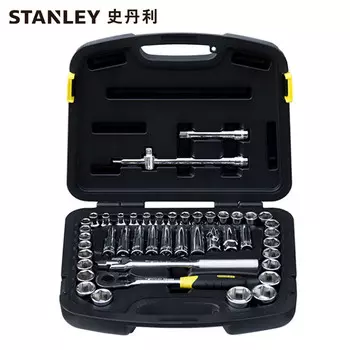 Stanley STANLEY Набор из 46 предметов, серия 12,5 мм, метрическая и имперская система, профессиональный ремонт машин, авторемонт, торцевой ключ 94-187-22, корпоративная настройка