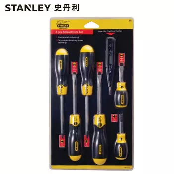 Stanley STANLEY, набор из 6 отверток с пластиковой ручкой, набор тестовых ручек, отвертка для электрика, небольшой конус для ремонта дома, сильный магнитный инструмент, промышленный класс 92-002-23, можно настроить