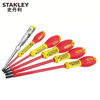 Stanley STANLEY Набор из 6 предметов с двухцветной ручкой, изолированной конусной отверткой, магнитной отверткой, отверткой для электрика 65-443-14, можно изготовить по индивидуальному заказу