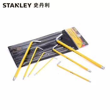 Stanley STANLEY Набор из 7 предметов: метрические противоскользящие удлиненные шестигранные ключи со сферической головкой. Шестигранная отвертка 1,5–6 мм. Тип L. 94-561-23C. Корпоративная настройка.
