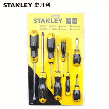 Stanley STANLEY Набор из 8 предметов из хром-ванадиевой стали, отвертка с резиновой ручкой, отвертка для электрика, маленький сливовый цвет, конус для домашнего ремонта, сильный магнитный инструмент, промышленный класс STHT92004-8, можно настрои...
