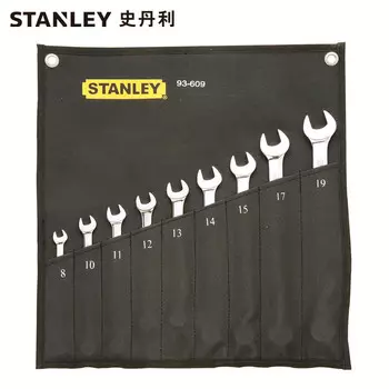 Stanley STANLEY Набор из 9 предметов: метрический тонко полированный длинный гаечный ключ двойного назначения, двусторонний мертвый ключ, набор инструментов для ремонта автомобилей 93-609-22, можно настроить