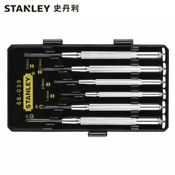 Stanley STANLEY Набор прецизионных отверток по металлу, 6 предметов, крестовая отвертка, магнитная отвертка, ремонт бытовой микроотвертки 66-039-23