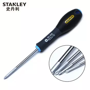Stanley STANLEY трехцветная отвертка в форме риса с ручкой PZ0x75 мм, бытовая отвертка, отвертка, многофункциональный инструмент для ремонта 65-319-14