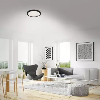 STAR SKY CCT Светодиодный потолочный светильник BRILONER LEUCHTEN RUNA, 24 Вт, 3000 лм, IP20, черный, металлопластик, 38 см