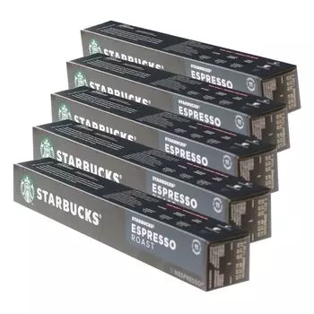 Starbucks Espresso Roast Coffee, набор из 5 шт., темная обжарка, обжаренный кофе, совместимый с Nespresso, кофейные капсулы, 50 капсул Nestl