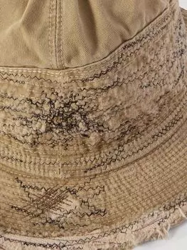 Старик и море Шляпа-панама из хлопкового твила с пряжкой KAPITAL, бежевый