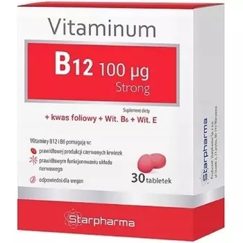 Starpharma Витамин B12 100 мкг СИЛЬНЫЙ с фолиевой кислотой, витамином B6 и витамином Е - поддержка энергетического обмена