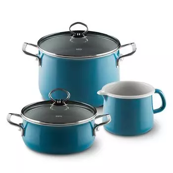 Стартовый набор эмалированной посуды Рисс Nouvelle Aquamarine 3 предмета Riess, синий