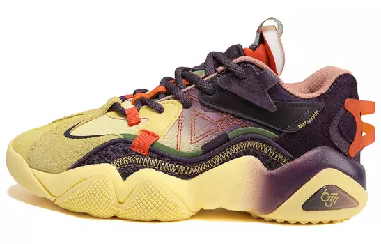 State Pole 6371 Кроссовки женские низкие массивные ярко-желтые/темно-фиолетовые Peak