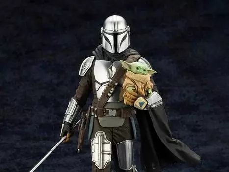 Статуэтка The Mandalorian ArtFX+ The Mandalorian & Grogu with Beskar Staff Statue KOTOBUKIYA