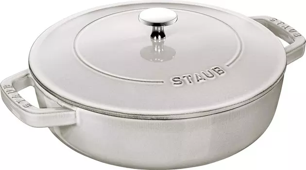 Staub Braiser 40501-484 Сотейник, Кампань, 9,4 дюйма (24 см), для обеих рук, литая эмалированная кастрюля, неглубокий тип, сукияки, совместимость с индукционной индукцией, японский серийный номер включен, Camperne