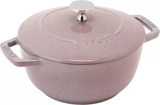 Staub Wa-NABE 40508-856 Wanabe Chiffon Rose M 7,1 дюйма (18 см), литье для обеих рук, эмалированная кастрюля, варка риса, юкихейра, 2 предмета, подходит для индукционной индукции, Chiffon Rose
