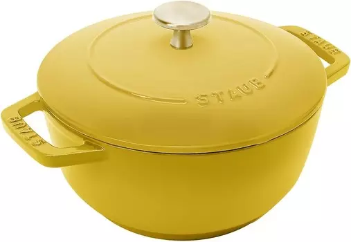 Staub Wa-NABE Citron Z1029-299 Citron, M, 7,1 дюйма (18 см), двуручная эмалированная кастрюля, рис, совместимая с индукционной индукцией, аутентичный японский продукт, Yellow (Citron)