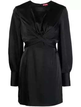 STAUD атласное платье мини Crosshill, черный