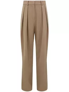STAUD брюки Luisa широкого кроя со складками, коричневый