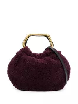 STAUD клатч с мехом ягненка, фиолетовый