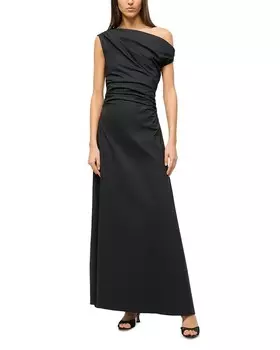 STAUD Phare Платье на одно плечо, черный