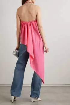 STAUD Украшенный асимметричный тканый топ Desiree с вырезом халтер, розовый