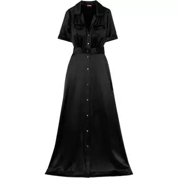 Staud Women Millie макси-платье с поясом из ацетата и полиэстера, сплошной черный цвет