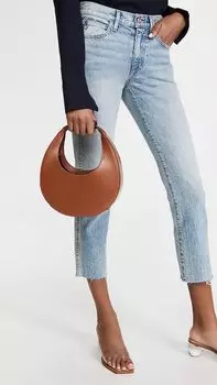 Staud Женская мини-сумка Moon со съемным ремешком через плечо из кожи и замши, загар OS, коричневый