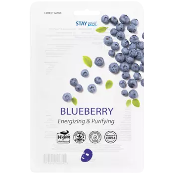 Stay Well Blueberry веганская тканевая маска для лица, 1 шт.