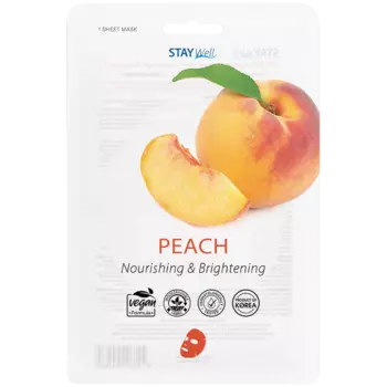 Stay Well Peach веганская тканевая маска для лица, 1 шт.