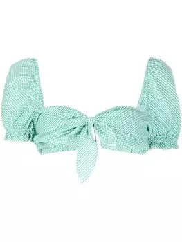 STEFANIA VAIDANI укороченный топ Vichy в клетку гингем, зеленый