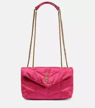 Стеганая атласная сумка на плечо Puffer Toy Saint Laurent, розовый