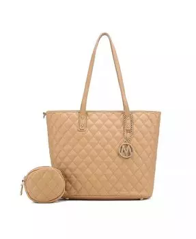 Стеганая большая сумка-тоут с клатчем Tansy от Mia K Mkf Collection, бежевый