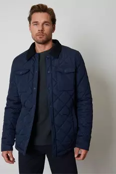 Стеганая дождевик с подкладкой из микрофлиса Threadbare, синий