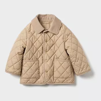 Стеганая дутая куртка UNIQLO, бежевый